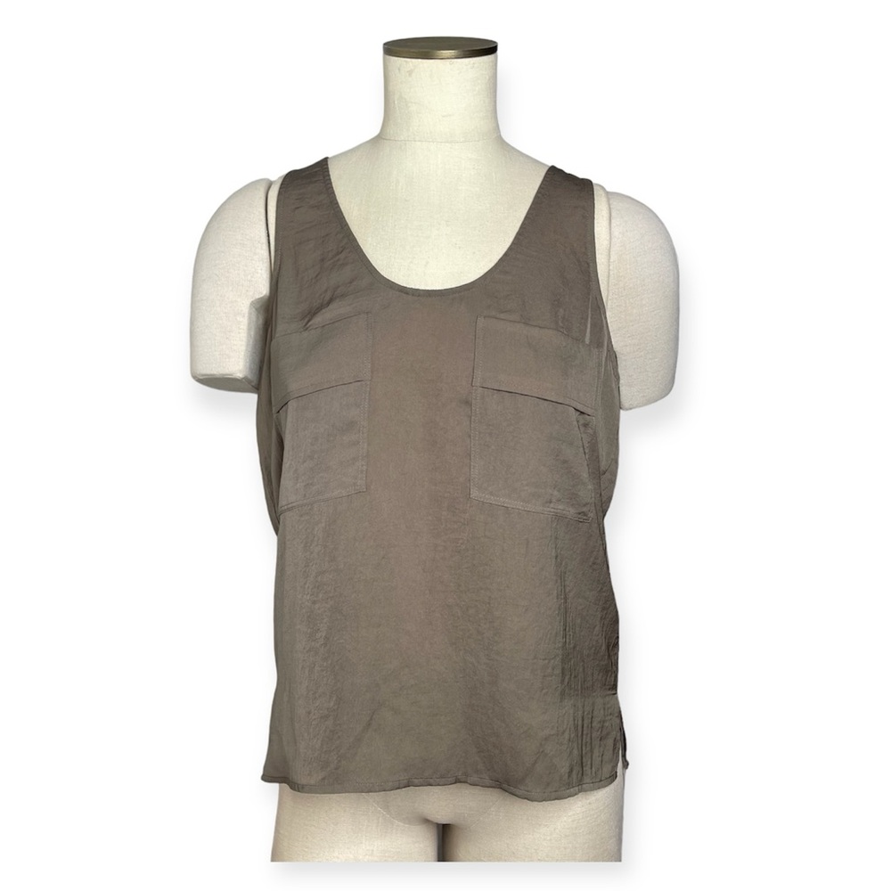 BROCHU WALKER Brown Sleeveless Cargo Front Pocket Top Blouse Size S